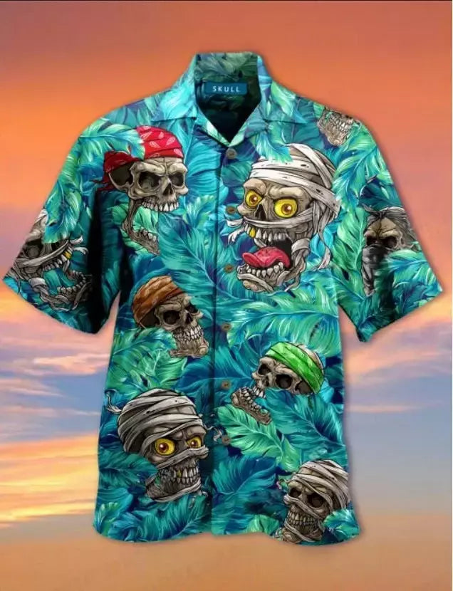 Camisa havaiana com estampa 3D masculina papagaio, blusa de praia casual manga curta, camisa lapela vocacional, moda menino