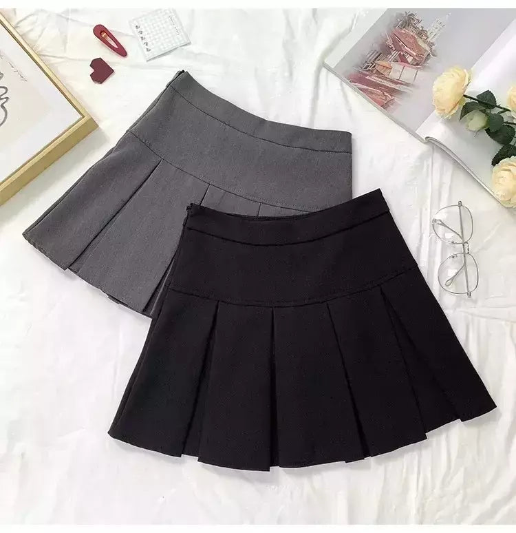 Mini vestido de cintura alta feminino, Cinza, Emagrecimento, Versátil, Anti-Exposição, Saia Linha A, Design, Sentido, Primavera, Outono, Novo, 2022