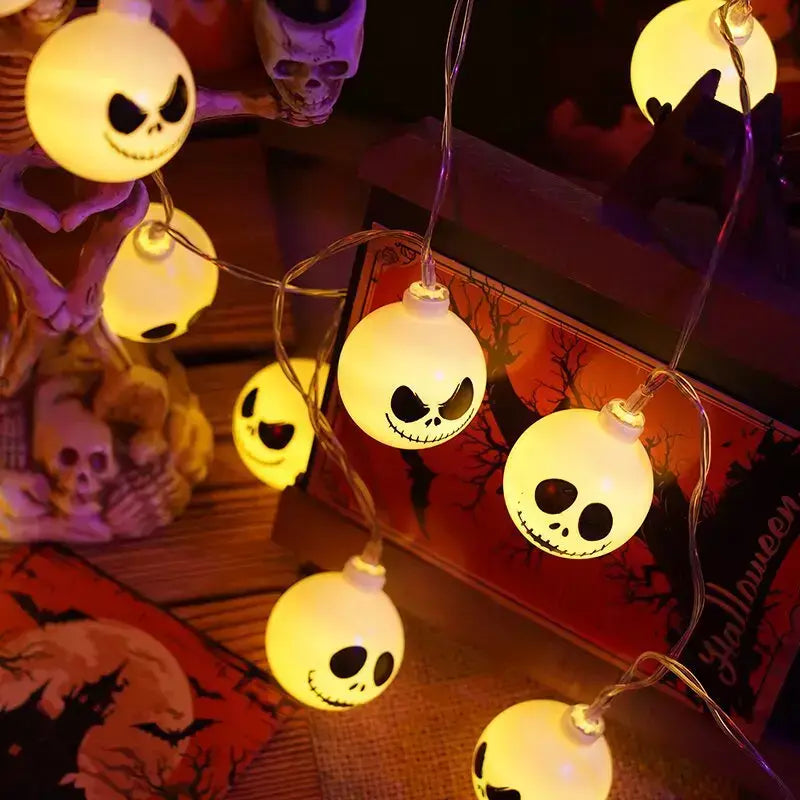 2025 decoração do dia das bruxas luzes da corda fantasma led espectro assustador luzes de fadas fantasmas bateria operado festa decoração interior 830