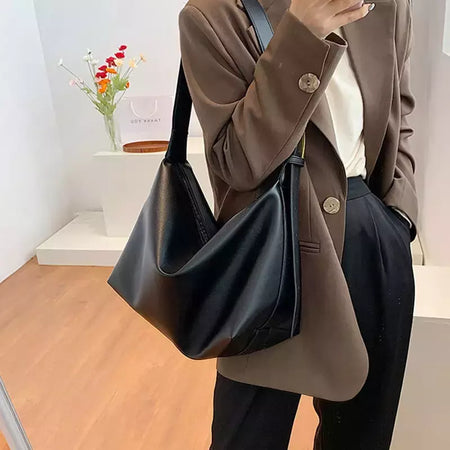 Bolsa Boston de couro PU para mulheres, bolsa de ombro de grande capacidade, bolsas crossbody, design de travesseiro vintage, casual