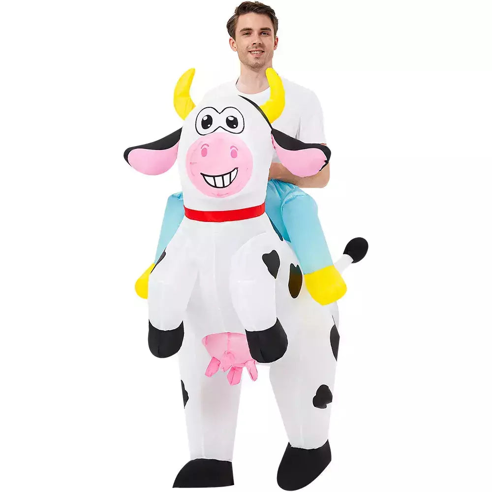 Adulto galo inflável traje engraçado unicórnio elk animais terno inflável halloween carnaval meio corpo explodir terno para cosplay