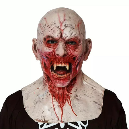 Máscara de vampiro zumbi realista máscara sangrenta látex rosto cheio traje de terror para halloween cosplay festa vestir-se acessório