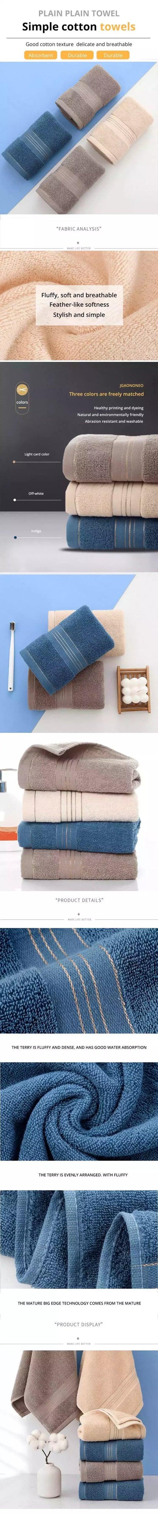 Toalha De Banho De Algodão Macio Para Adultos, Aumenta A Absorção De Água, Toalha De Rosto Monocromática, Seda Dourada, 2PCs