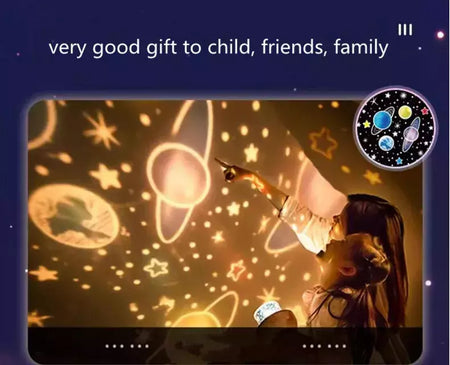Luz noturna estrelada do projetor, céu giratório, lâmpada da lua, lâmpada da galáxia, decoração do quarto do repouso, luzes do Natal para miúdos, presente