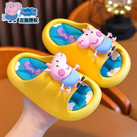 Peppa Pig Sandálias femininas de verão 2025 Novo estilo antiderrapante chinelos de banho internos para crianças em casa