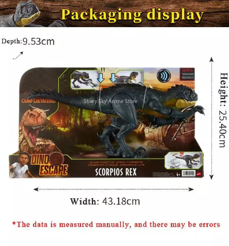 40cm jurassic world escorpião tiranossauro rex batalha stinger dinossauro figura de ação movimento sonoro articulações brinquedo para meninos presente natal