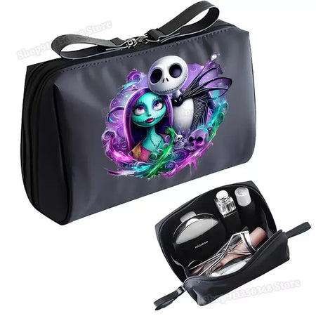 O pesadelo antes do natal saco de maquiagem figura dos desenhos animados jack skellington bolsa sacos cosméticos disney compõem casos organizadores
