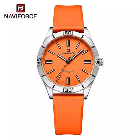 Naviforce relógio de pulso feminino simples, pulseira de silicone impermeável, novo design, moda, para senhoras, 2024