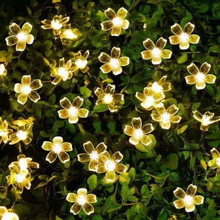 Led solar luzes da corda flor de cerejeira guirlanda luzes ao ar livre solar jardim pátio decoração luzes natal festa de casamento decoração