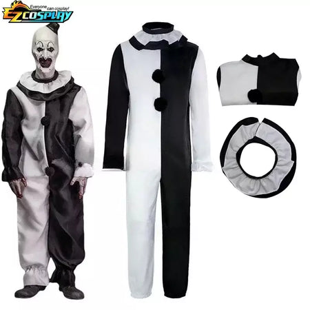 Arte o palhaço cosplay filme terrorífico 2 arte o palhaço cosplay traje macacão máscara trajes de halloween máscara para homens