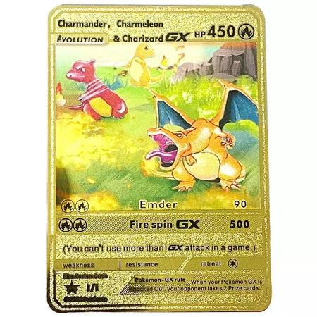 Pokemon English Metal Card Anime Pikachu Charizard Mewtwo Arceus Frog Flower Vmax GX Letters Game Collection Card Kids Toy Gifts
