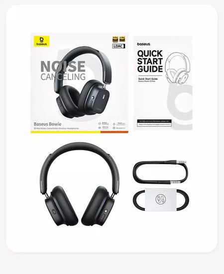 Baseus bowie 30 max fones de ouvido bluetooth 45db cancelamento de ruído hi-res ldac sobre a orelha fone de ouvido 3d áudio espacial sem fio