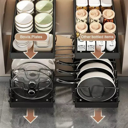 Nova cozinha multifuncional organizador retirar para panelas/panelas tampa deslizante titular rack de especiarias & prato secagem cremalheiras gaveta organizador