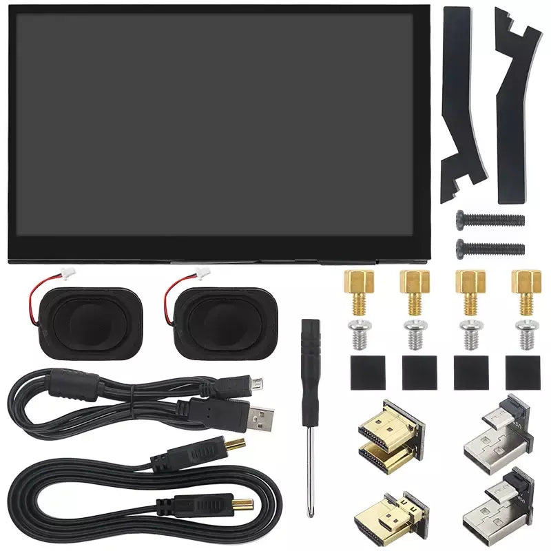 7 Polegada display portátil ips lcd tela de toque capacitivo 1024x600 monitor alto-falantes opcionais para raspberry pi 5 4b 3b + computador portátil
