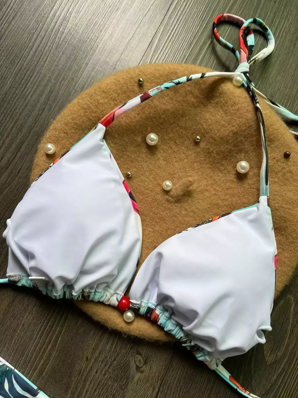 OIINAA-maiô sexy para mulheres, moda praia estampa halter, conjunto de biquíni com renda, maiô verão, moda praia sexy com cordão, 2 peças