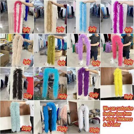 Boa de penas de avestruz arco-íris, 6/10/20 camadas, acessórios de festa fofos para mulheres, halloween, carnaval, cosplay, decoração de casamento, fantasia diy