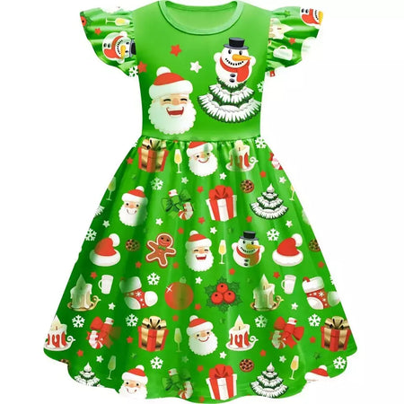 Novo natal meninas vestido carta papai noel impressão carnaval festa crianças roupas de natal masquerade desempenho roupas infantis