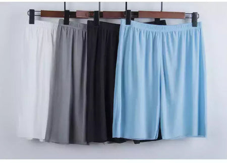 Verão pijamas masculinos terno fino gelo casa roupas traceless manga curta shorts em torno do pescoço casual roupas de verão
