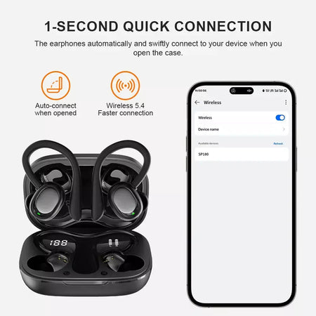 Original sony sp180 verdadeiro sem fio fones de ouvido bluetooth fones de ouvido de gancho de orelha alta fidelidade esportes música fone de ouvido com microfone