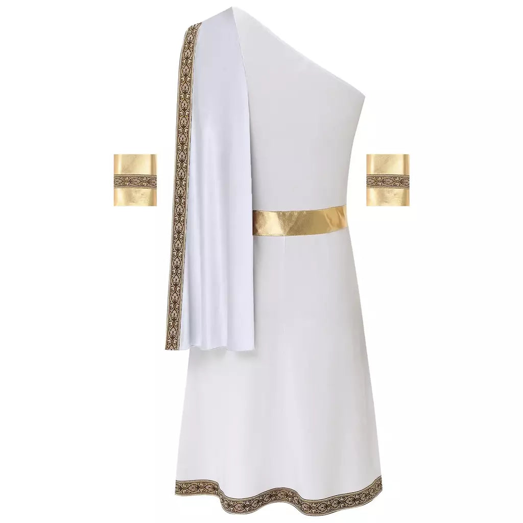 Homens antigo deus grego gladiador halloween cosplay trajes toga com mangas rei romano príncipe toga robe vestido punhos destacáveis