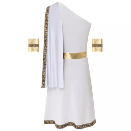 Homens antigo deus grego gladiador halloween cosplay trajes toga com mangas rei romano príncipe toga robe vestido punhos destacáveis
