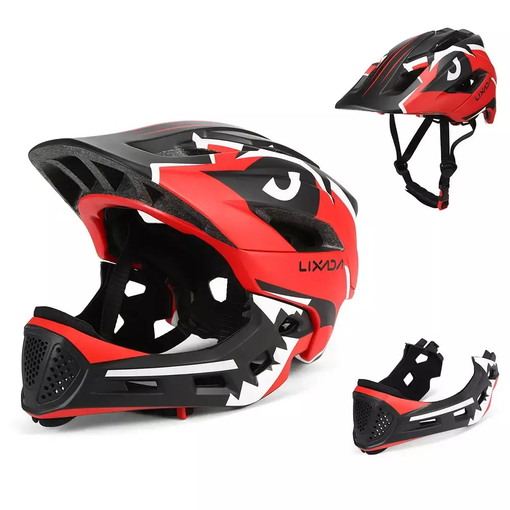 Capacete facial completo destacável para crianças, capacete de segurança esportivo para ciclismo, skate, patinação