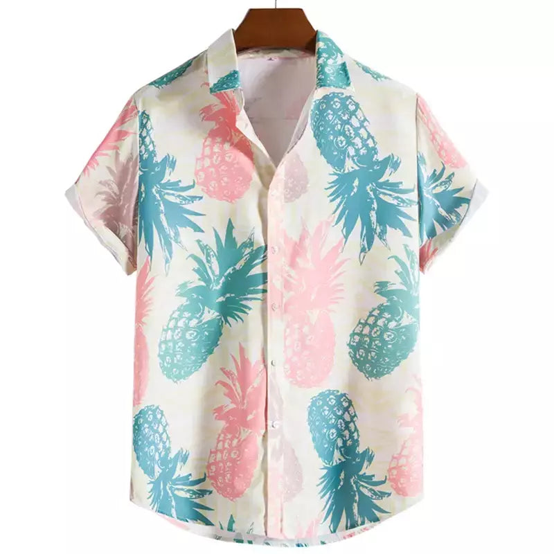 Camisa havaiana dos homens 3D fruta impressão curta manga rápida secagem camisa de praia dos homens oversized ao ar livre camisa dos homens camisa casual