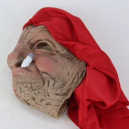 Engraçado fumar vovó velho nana máscara de látex senhora avó com rosto enrugado e lenço vermelho máscaras festa de halloween traje adereços