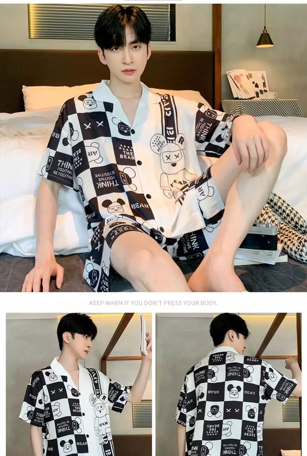 Pijama de seda gelo de duas peças masculino, shorts de manga curta, seção fina, estudante, terno homewear adolescente, verão, novo