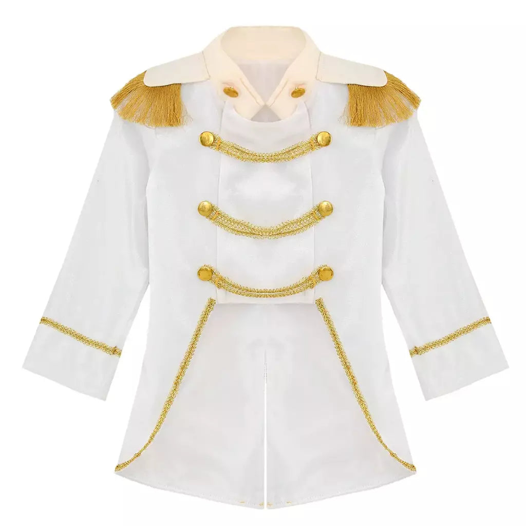 Meninos príncipe cosplay traje manga longa franja de ouro trança veludo smoking tailcoat tribunal real cosplay jaqueta vestir-se