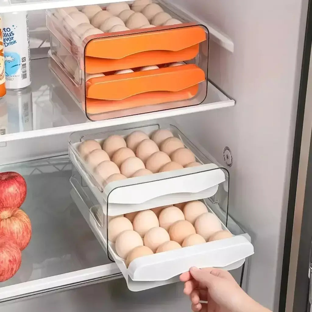 Rolagem automática ovo rack geladeira ovos caixa de armazenamento titular caixa de armazenamento ovo dupla camada gaveta-tipo caixa de ovos cozinha