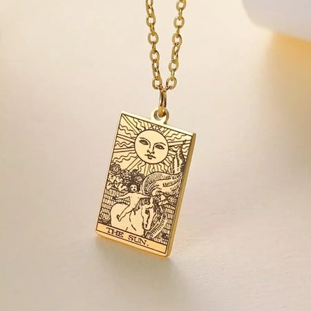 Dawapara cartas de tarô colar feminino colar de aço inoxidável riqueza amuleto clássico tarô grandes arcanos adivinhação charme jóias