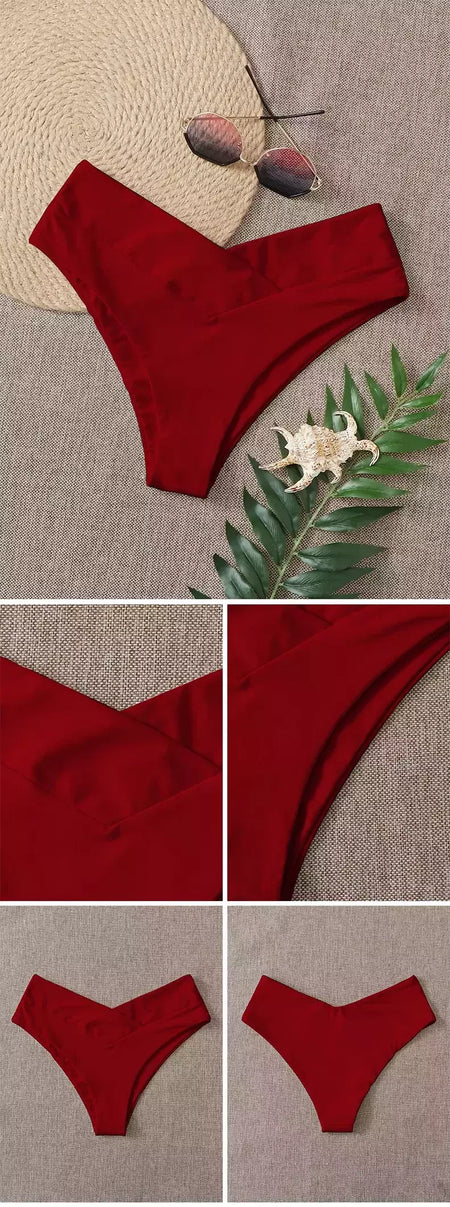 Tanga brasileira de biquíni para mulheres, semi-banho, roupa de praia sexy V cheeky, banho preto para senhoras, natação