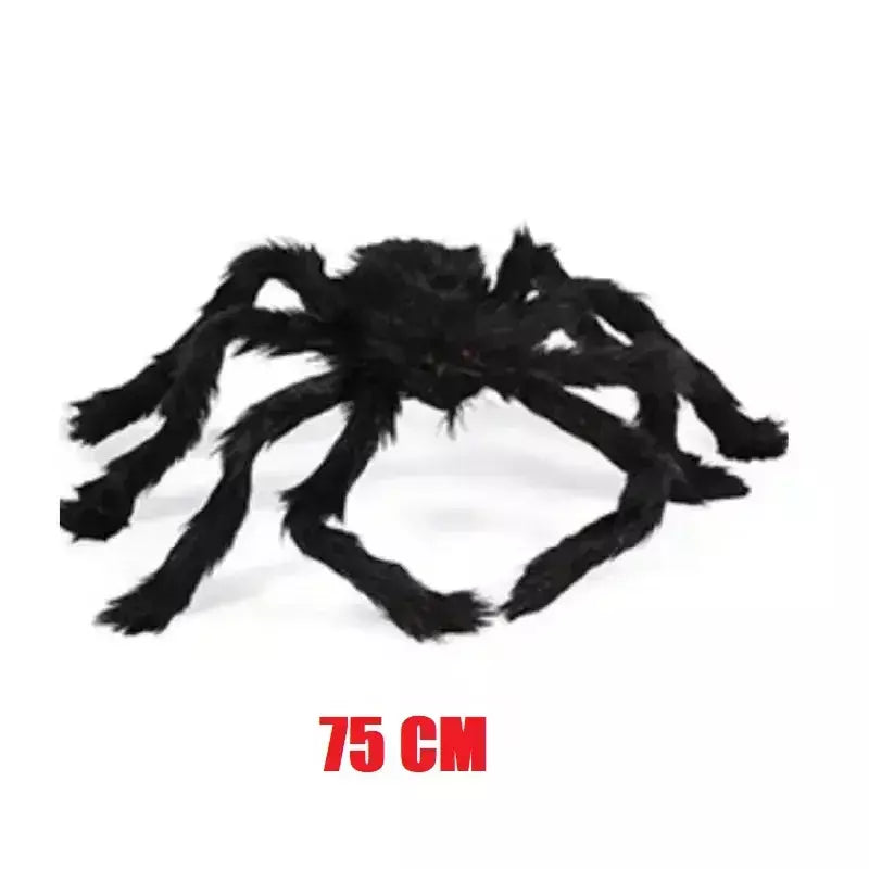 Halloween grande aranha de pelúcia horror decoração de halloween festa prop ao ar livre aranha gigante decoração 30-200cm câmara brincadeira aranha preta