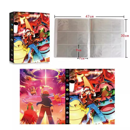 Álbum de cartões 4/9 protetor 240/540 pçs cartão livro mapa carta titular pasta dos desenhos animados charizard mewtwo vmax gx cartões coleção pasta