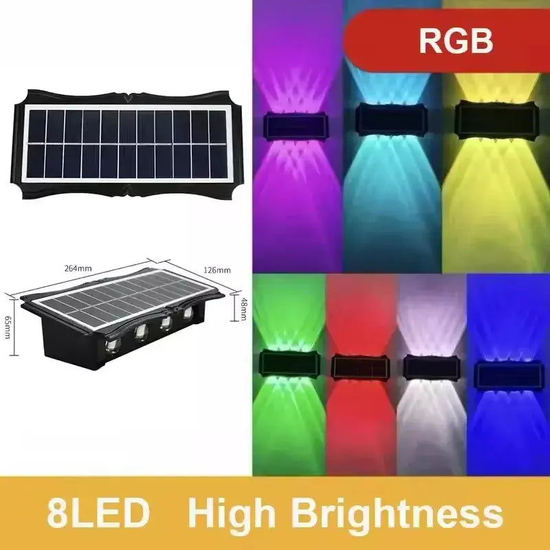 Lâmpada de parede solar ao ar livre led luz solar à prova dwaterproof água para cima e para baixo iluminação luminosa quintal decoração do jardim luzes movidas a energia solar