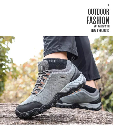 Humtto caminhadas sapatos dos homens de luxo designer inverno escalada trekking tênis para homens couro esportes ao ar livre trabalho homem sapatos 110282 Um