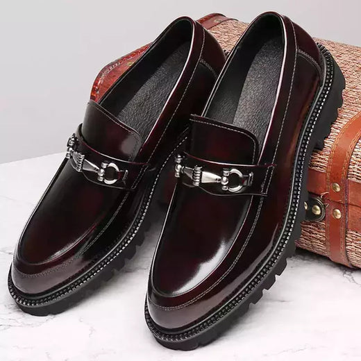 Sapato masculino vestido de fivela de rua, mocassins de couro genuíno, sapatos casuais luxuosos, sapato elegante bom ponto afiado, alta qualidade