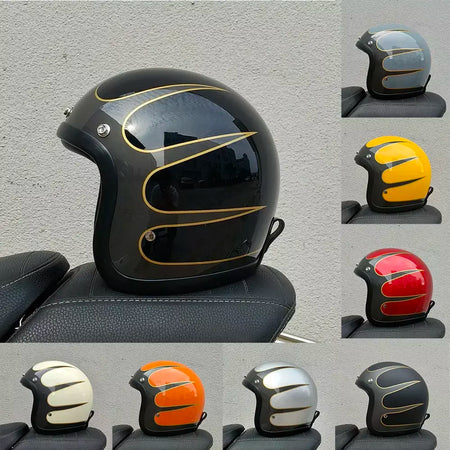 Genuíno vintage tt & cocascos fibra de vidro capacete da motocicleta retro scooter equitação rosto aberto 3/4 jet casco moto capacete dot aprovado