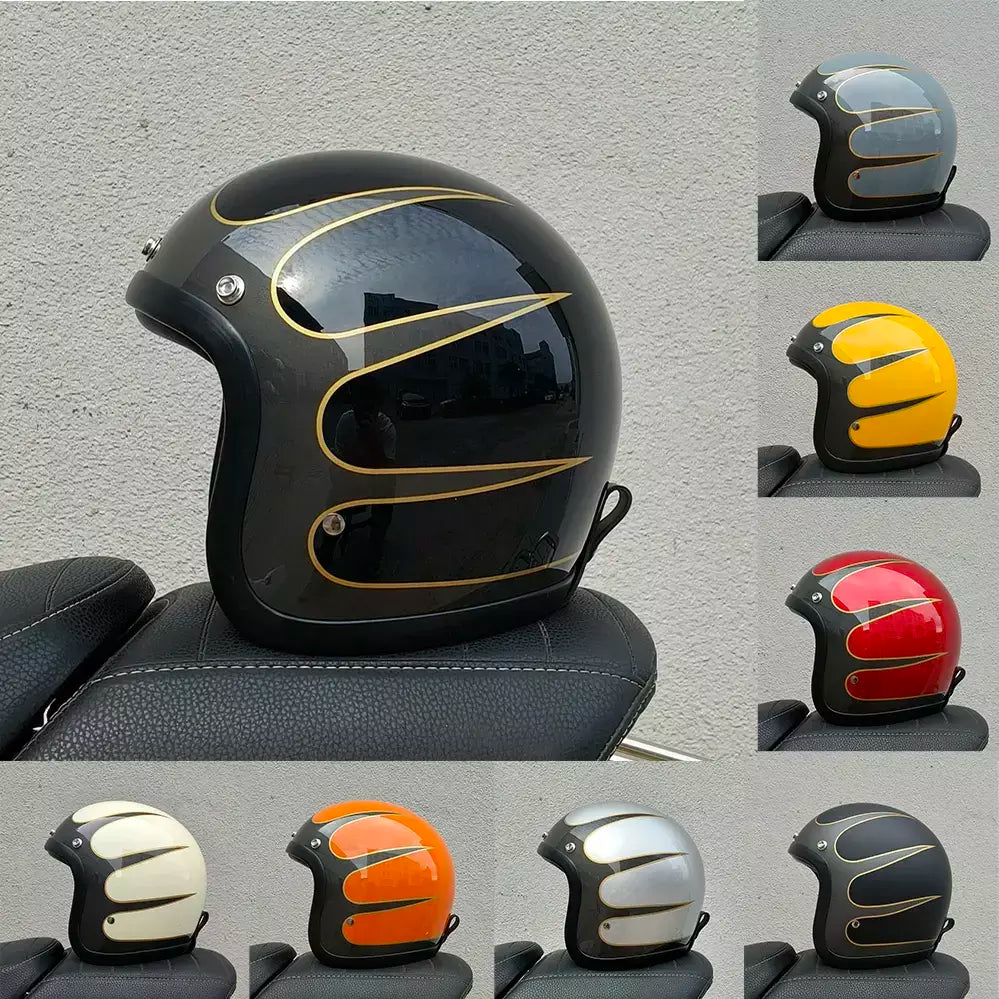 Genuíno vintage tt & cocascos fibra de vidro capacete da motocicleta retro scooter equitação rosto aberto 3/4 jet casco moto capacete dot aprovado