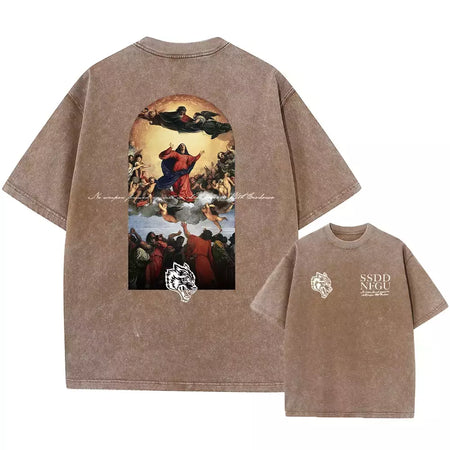 Lobos escuros Vintage lavados camisetas para homens, musculação em ginástica, roupas masculinas extragrandes, fitness no verão, treino