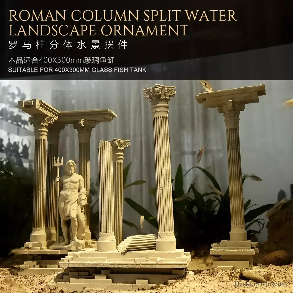 Paisagem de água para tanque de peixes, coluna romana, ornamento, aquário, paisagem (185mm de altura) LTCP-407