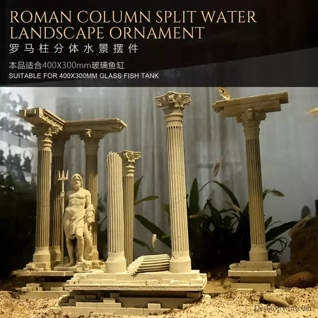 Paisagem de água para tanque de peixes, coluna romana, ornamento, aquário, paisagem (185mm de altura) LTCP-407