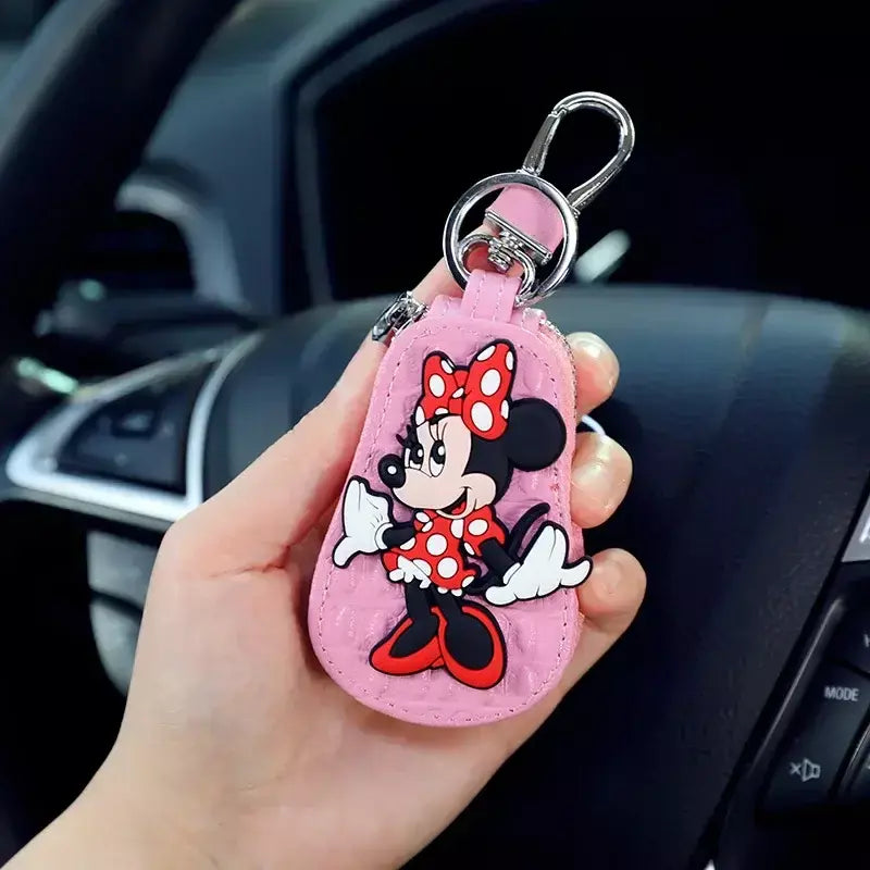 Caso chave do carro dos desenhos animados mickey minnie pato donald decoração anime figura auto chave proteção caso interior ornamento acessórios