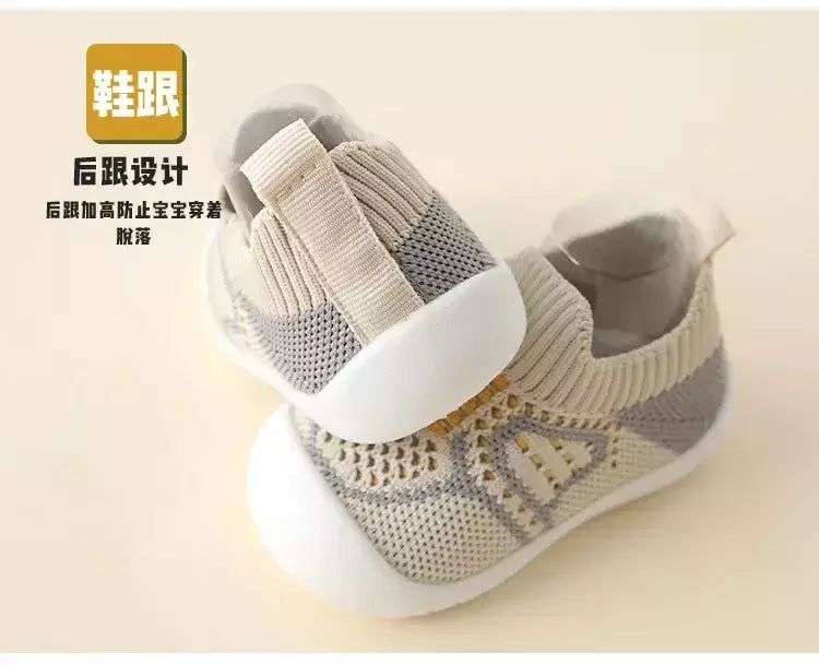 Sapatos de malha respirável para recém-nascido, meias infantis, fundo macio, antiderrapante, menino e menina, 0 a 5 anos, verão