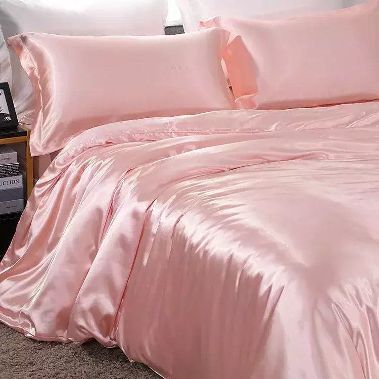 Luxo Satin Bedding Set Capa de edredão com fronha Estilo Europeu King Queen Size Confortável Bed Set Covers Folha de linho