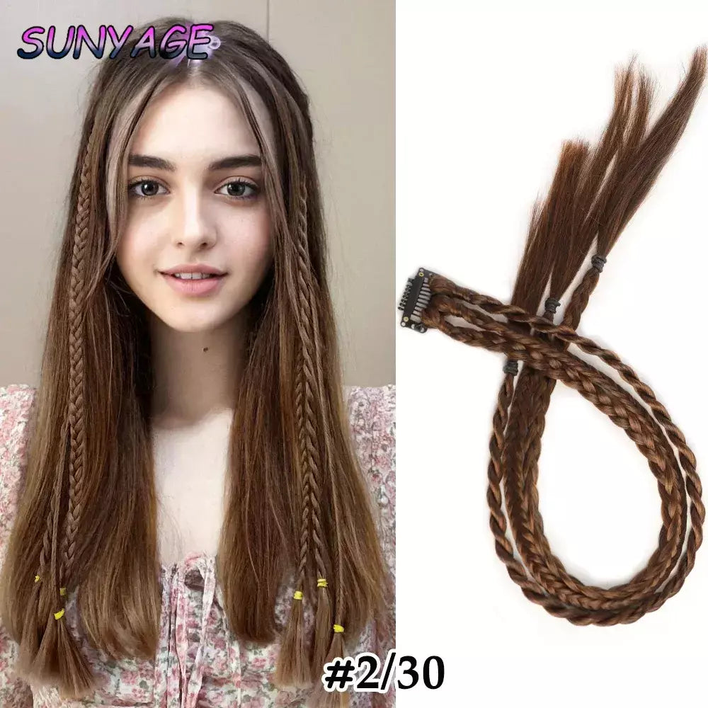 Peruca sintética tranças com clipe trança de boxe dreadlocks clipe na extensão do cabelo tranças sujas boxer trança resistente ao calor postiços