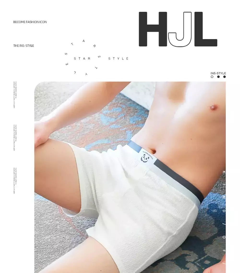 100% algodão macio solto respirável roupa interior masculina moda panda impressão sólida malha pj calças cintura alta elástica pijamas boxers