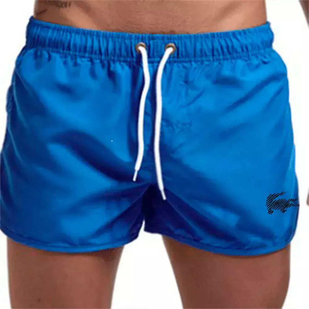 Calção de banho com cordão masculino, roupa de banho, shorts de banho, shorts respiráveis, surfe de verão, calções de praia, calças esportivas