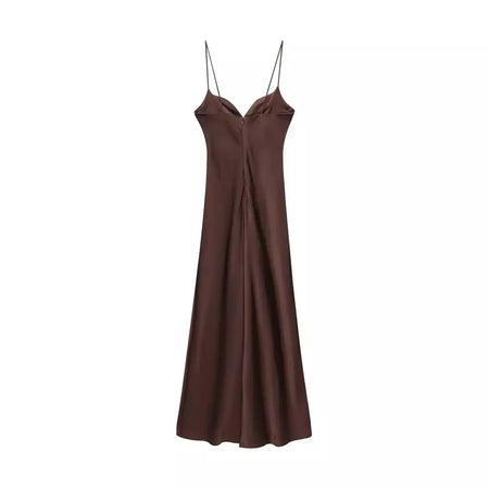 2025 verão novos produtos temperamento feminino sexy cetim texturizado vestido moda sexy suspender vestido